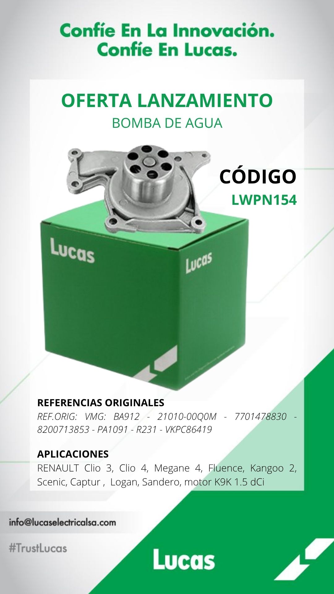 novedad repuesto Oferta Lanzamiento LUCAS - Agosto 2026